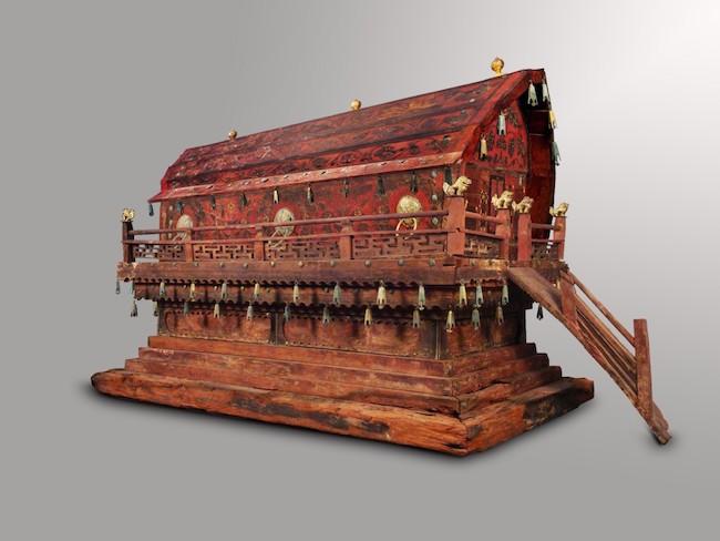 Painted wooden coffin